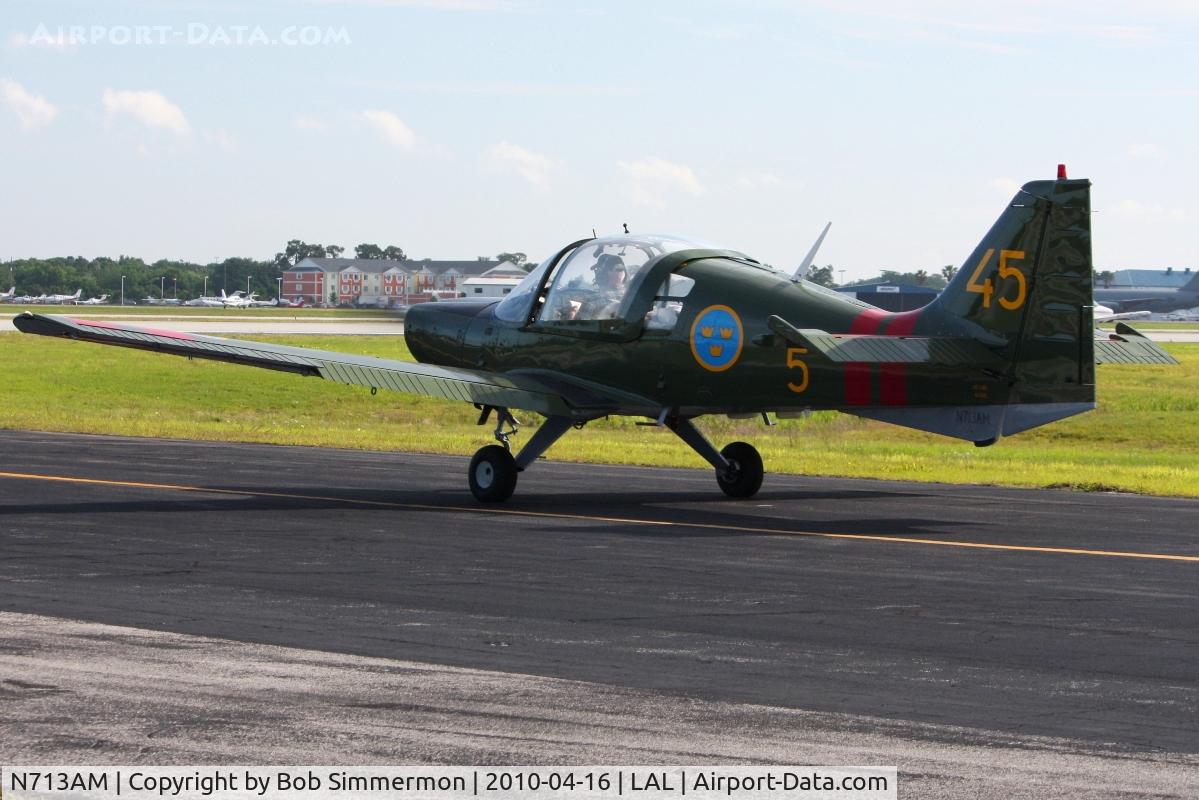 N713AM, 1972 Scottish Aviation Sk.61E Bulldog C/N BH100/157, Departing Lakeland, FL during Sun N Fun 2010