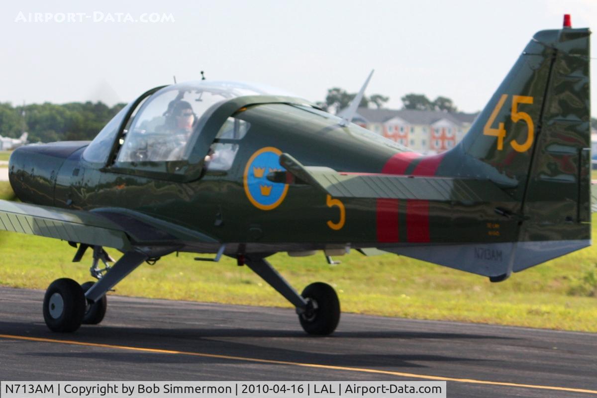 N713AM, 1972 Scottish Aviation Sk.61E Bulldog C/N BH100/157, Departing Lakeland, FL during Sun N Fun 2010