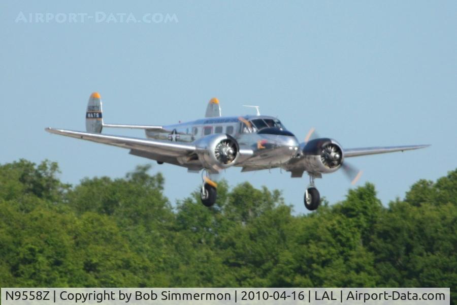 N9558Z, 1951 Beech C-45H Expeditor C/N AF-207 (51-11650), Arriving at Lakeland, FL during Sun N Fun 2010.