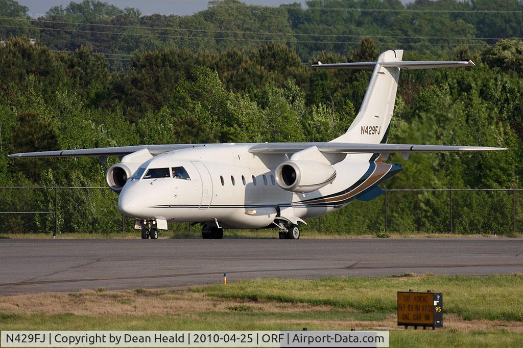 N429FJ, 2001 Fairchild Dornier 328-300 328JET C/N 3194, Ultimate Leasing LLC 2001 Dornier 328-300 Jet N429FJ taxiing onto RWY 23 for departure to Atlantic City Int'l (KACY).