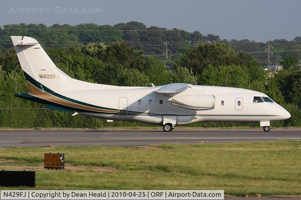 N429FJ, 2001 Fairchild Dornier 328-300 328JET C/N 3194, Ultimate Leasing LLC 2001 Dornier 328-300 Jet N429FJ starting takeoff roll on RWY 23 from intersection Foxtrot, enroute to Atlantic City Int'l (KACY).