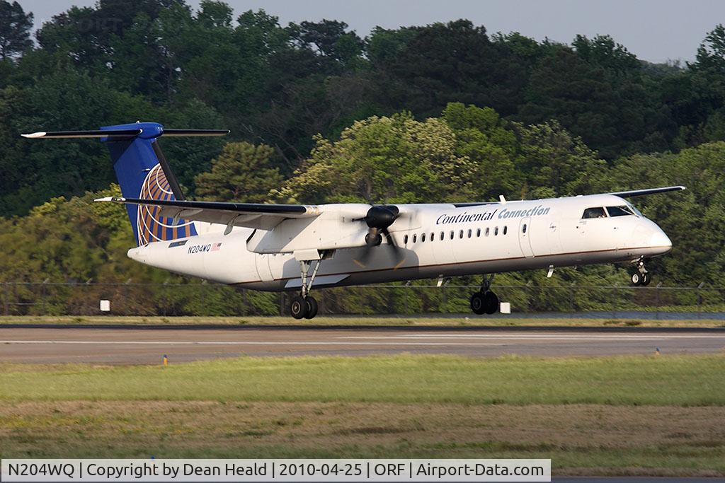 N204WQ, 2008 Bombardier DHC-8-402 Dash 8 C/N 4204, Continental Connection (Colgan Air) N204WQ from Newark Liberty Int'l (KEWR) landing RWY 23.