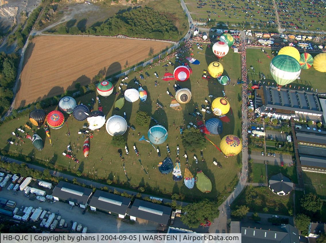 HB-QJC, 2000 Ultra Magic M-130 C/N 130/26, Launchsite Warstein from above
