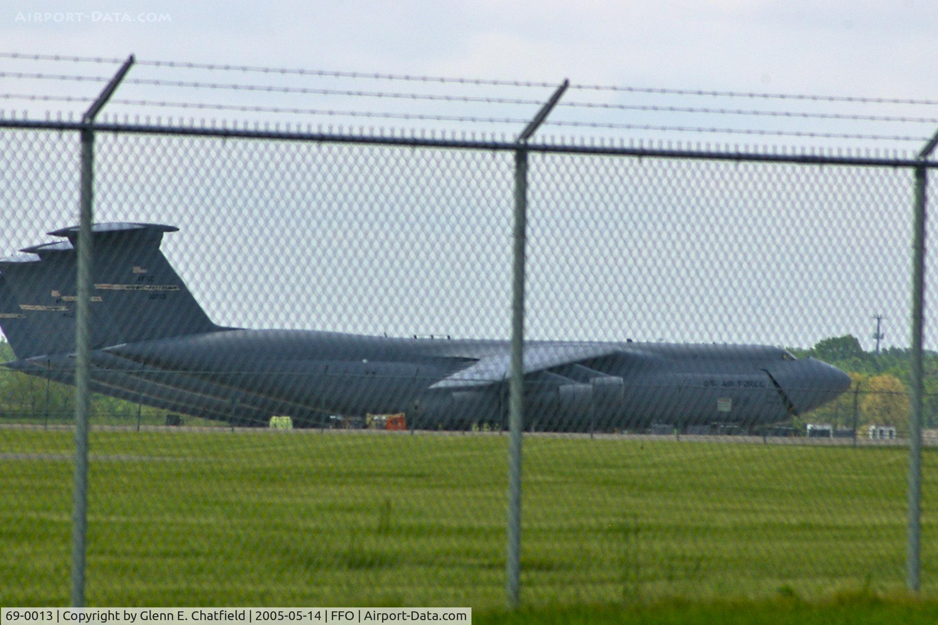 69-0013, 1969 Lockheed C-5A Galaxy C/N 500-0044, Nose partly open, parked in the row.  Seen from SR235