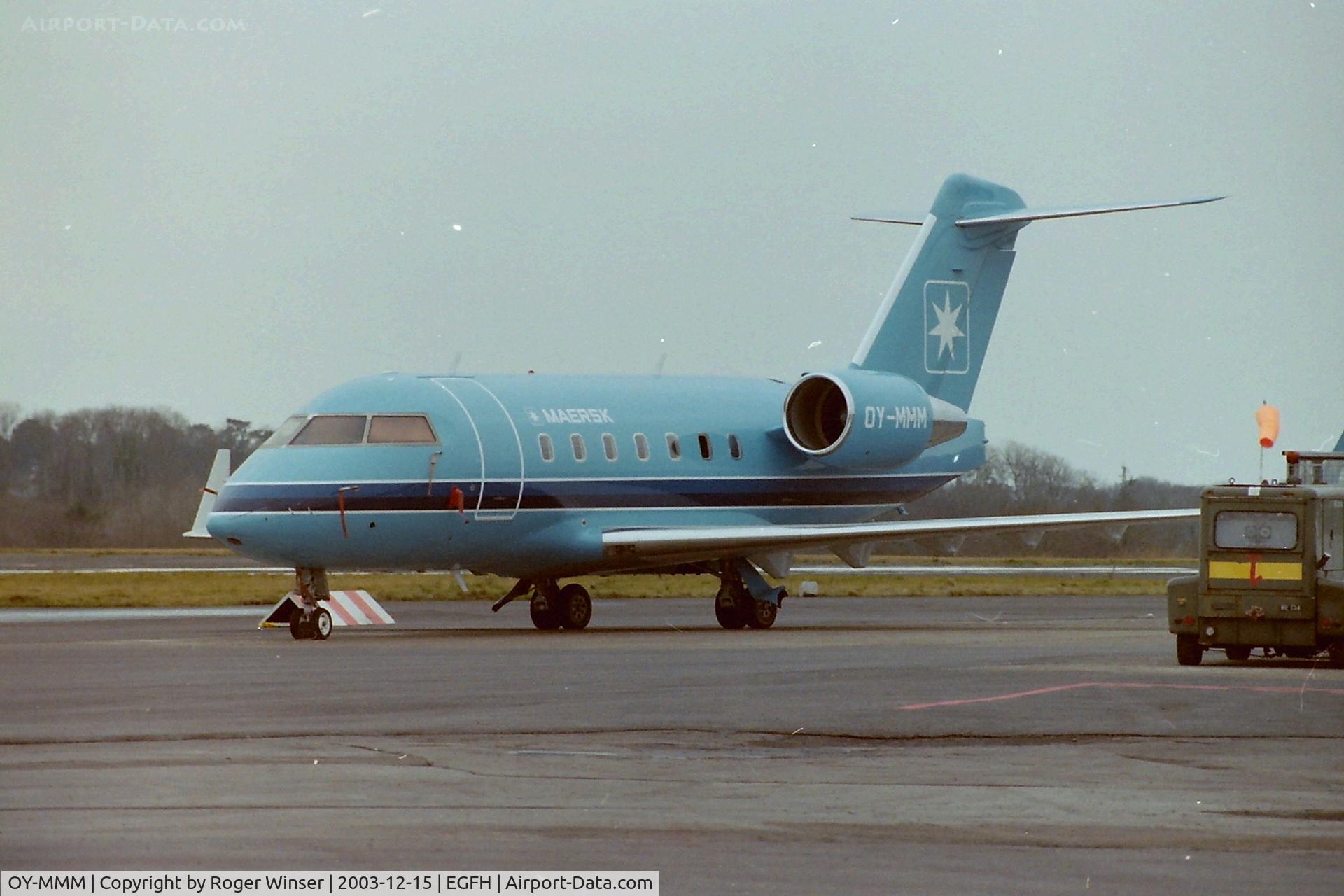 OY-MMM, 1999 Bombardier Challenger 604 (CL-600-2B16) C/N 5430, Bombardier Cl-600 Challenger 604 aircraft operated by Maersk VIP aircraft visiting Swansea Airport in 2003