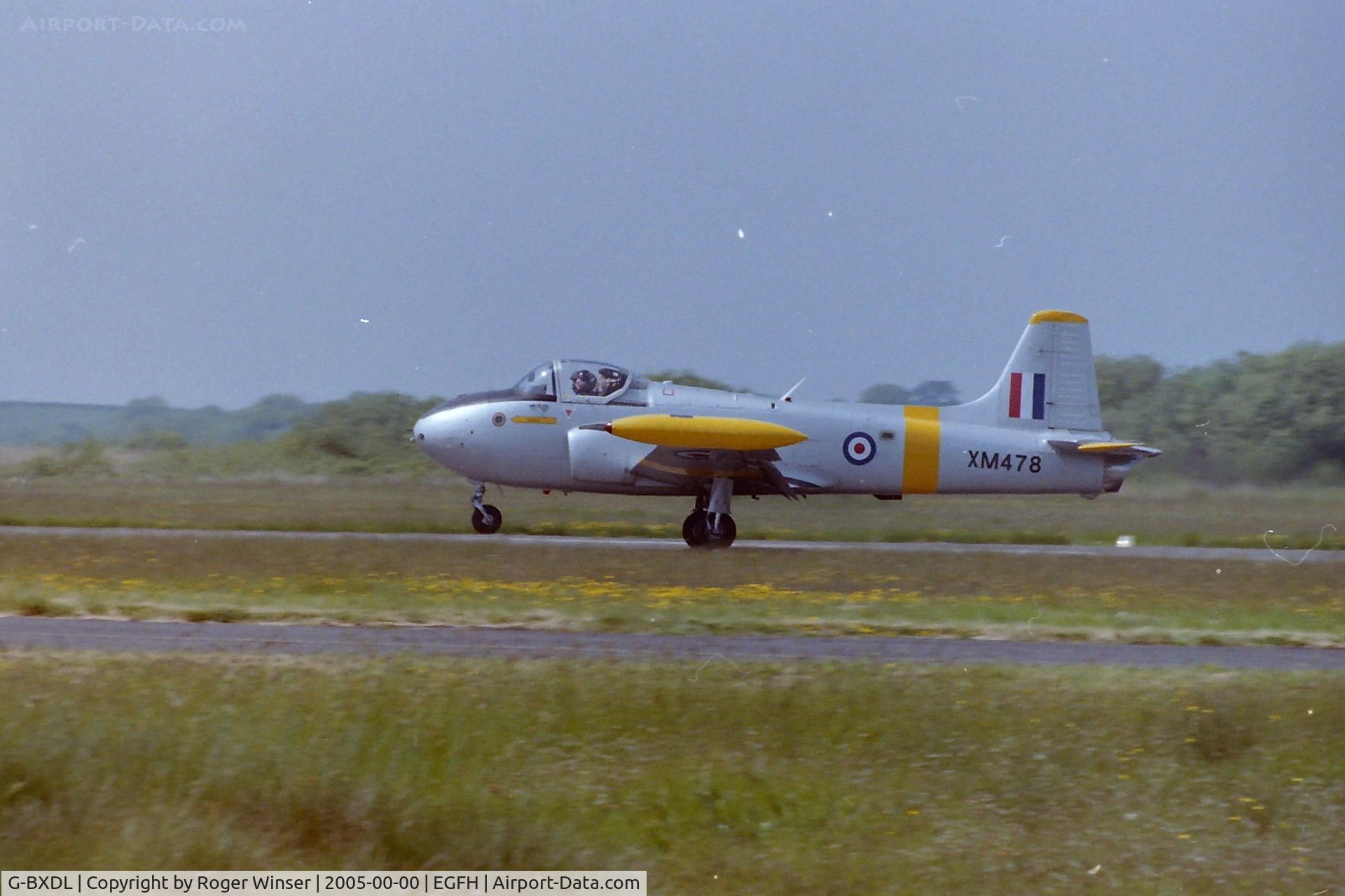 G-BXDL, 1960 Hunting P-84 Jet Provost T.3A C/N PAC/W/9286, Originally XM478 in RAF service. Departing Swansea Airport in 2005?