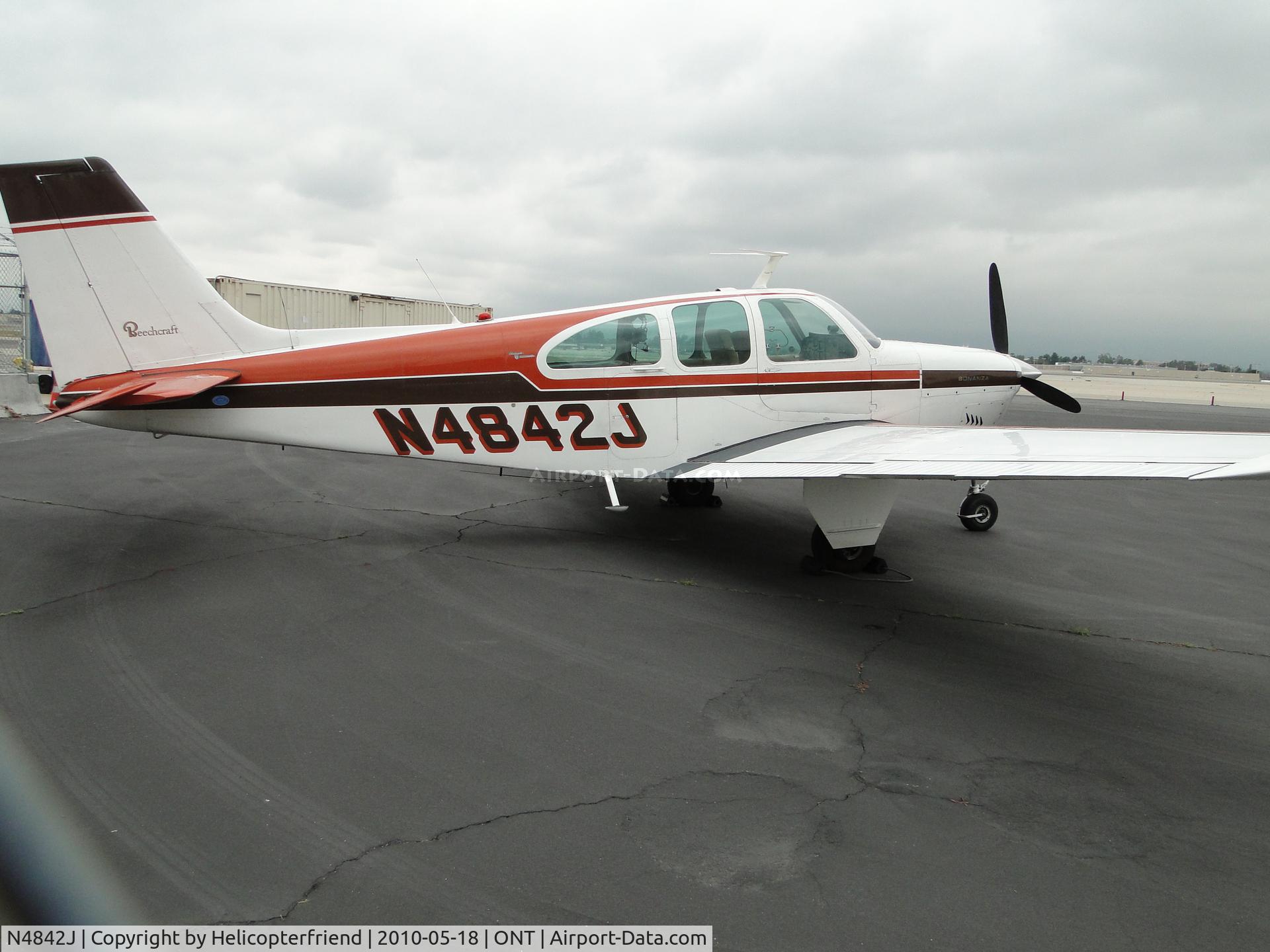 N4842J, 1966 Beech 35-C33A Debonair C/N CE-123, Parked at Ontario