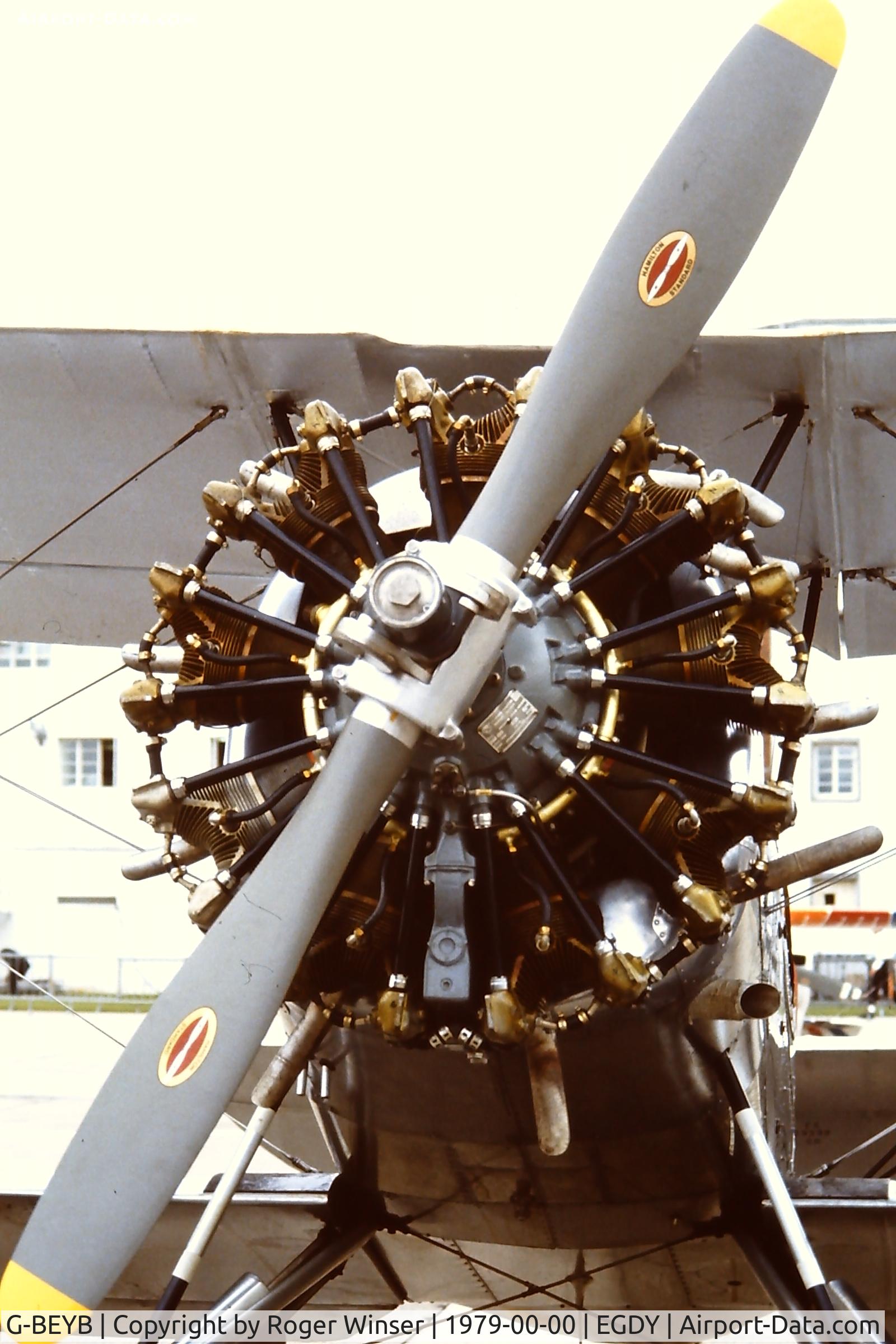 G-BEYB, 1979 Fairey Flycatcher (Westward Airways Ltd replica) C/N WA3, Pratt & Whitney R-985-AN-14B engine fitted in the replica aircraft. At RNAS Yeovilton Naval Air Day 1978?