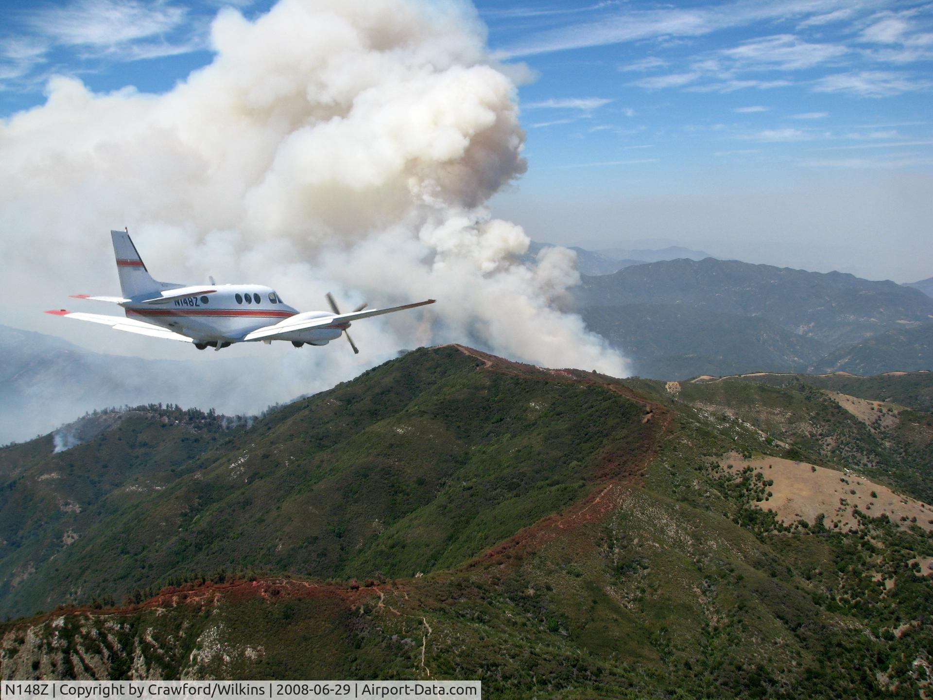 N148Z, 1969 Beech B90 King Air C/N LJ-472, Indians Fire Los Padres NF California