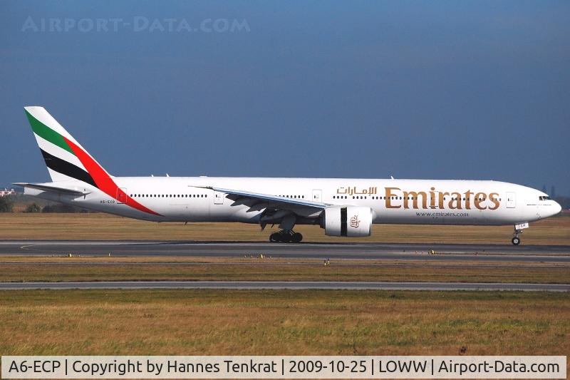 A6-ECP, 2009 Boeing 777-36N/ER C/N 37707, Emirates Boeing 777-300; EK127 from Dubai just landed on RWY16