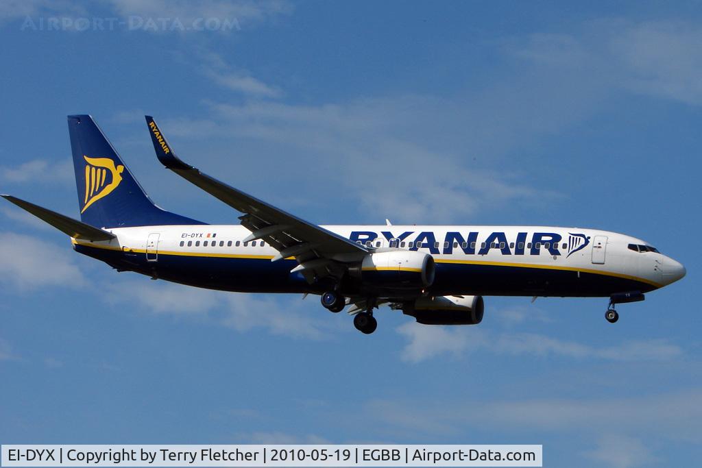 EI-DYX, 2008 Boeing 737-8AS C/N 37517, Ryanair B737 at Birmingham