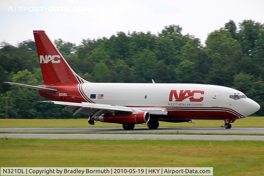 N321DL, 1984 Boeing 737-232 C/N 23093, Northern Air Cargo Boeing 737-200 landing on runway 24 at Hickory, NC.
