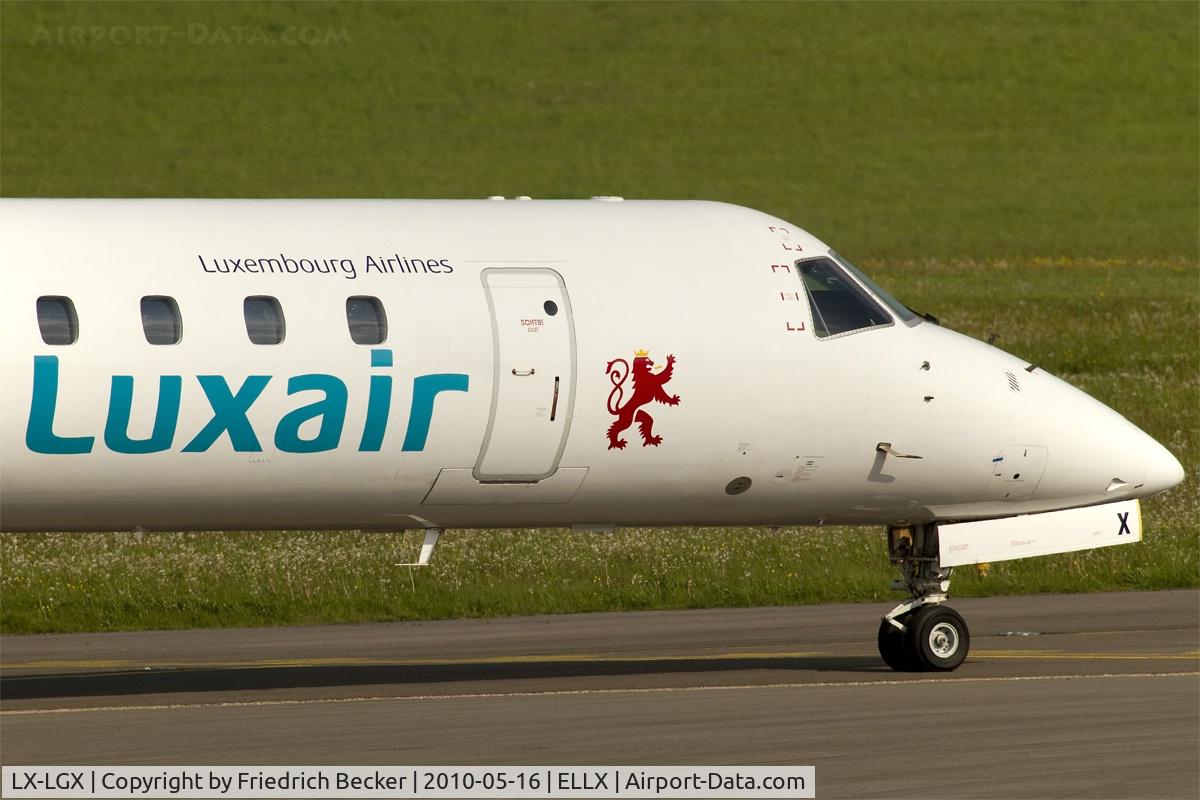 LX-LGX, 1999 Embraer EMB-145LU (ERJ-145LU) C/N 145147, holding point RW24
