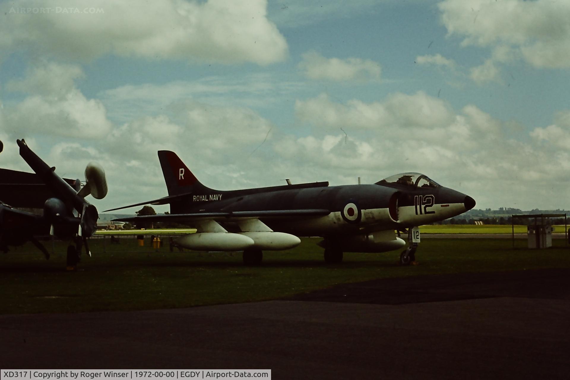 XD317, Supermarine Scimitar F.1 C/N Not found XD317, Coded 112/R of 800 NAS. The Fleet Air Arm Museum's Scimitar on display at a RNAS Yeovilton Naval Air Day in the early 1970's. Possibly 1972.