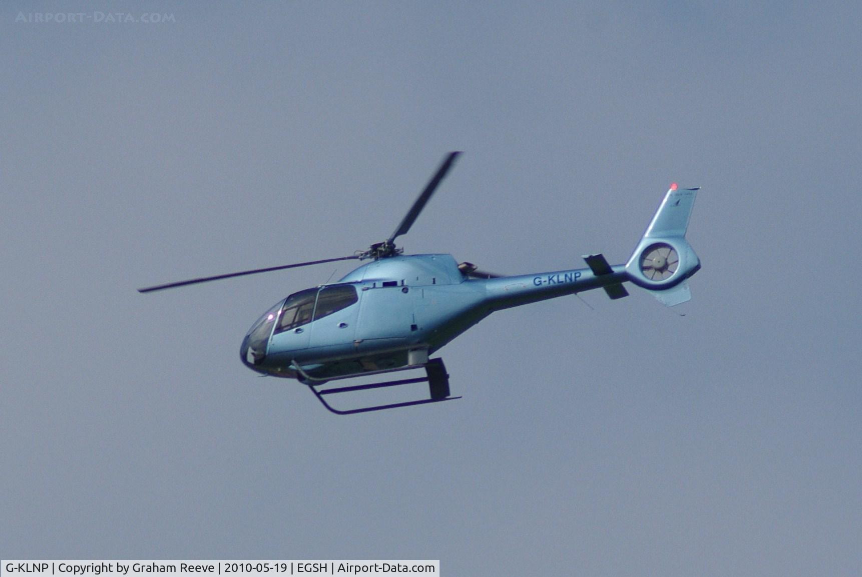 G-KLNP, 2007 Eurocopter EC-120B Colibri C/N 1492, Landing at Norwich.