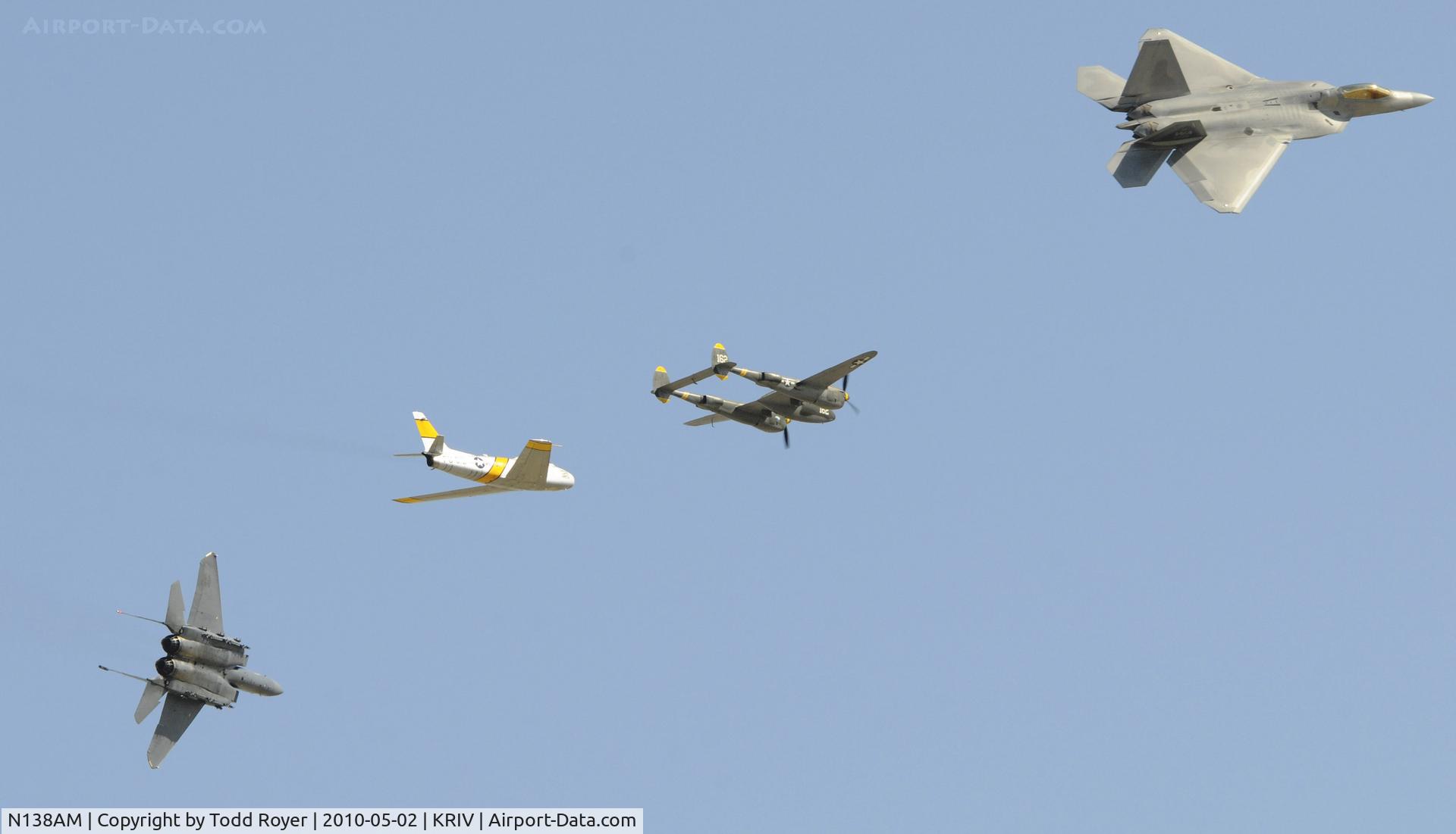 N138AM, 1943 Lockheed P-38J Lightning C/N 44-23314, March Field Airfest 2010