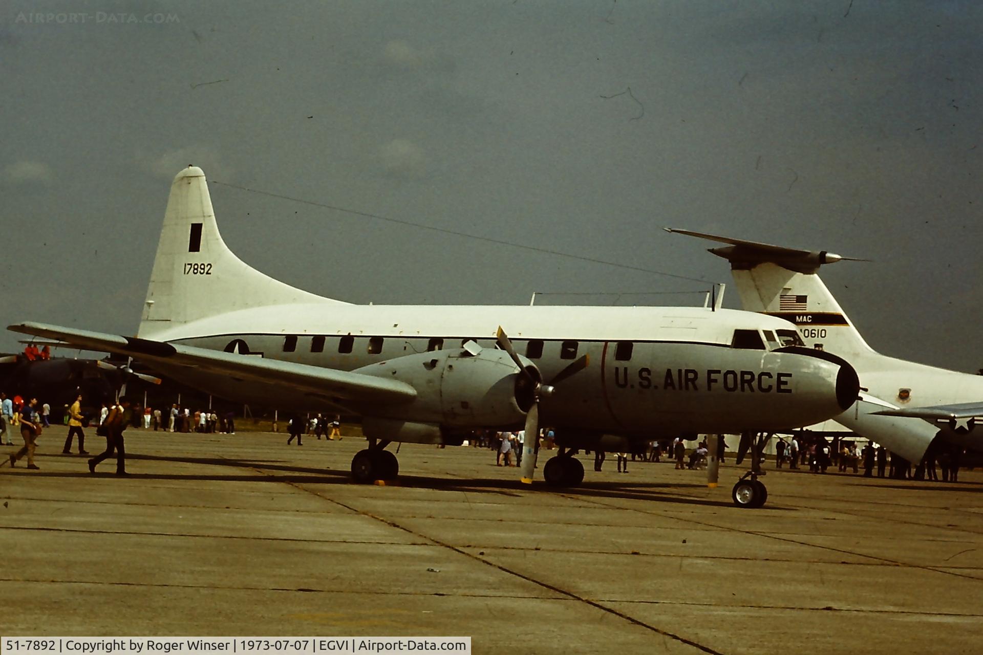51-7892, 1951 Convair VT-29B C/N 240-304, Marked 17892 at RAF Greenham Common for IAT 1973