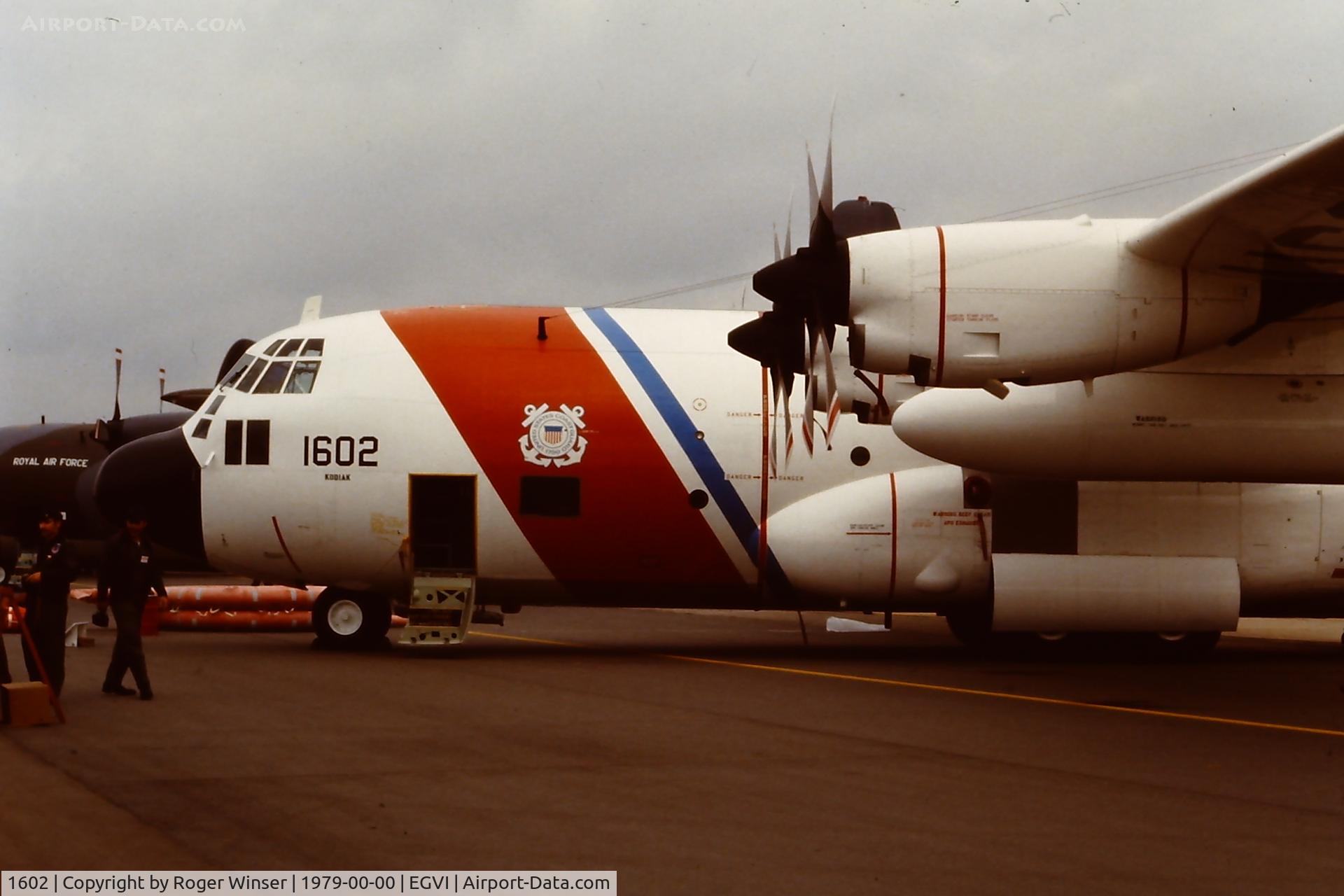 1602, Lockheed HC-130H Hercules C/N 382-4782, Colourful USCG Hercules at RAF Greenham Common for IAT 1979. Tail code 5