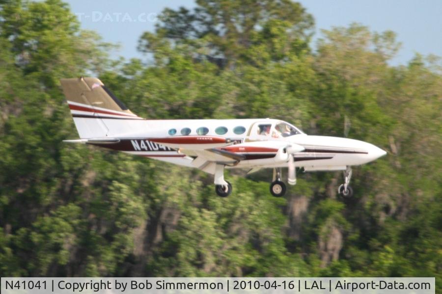 N41041, 1973 Cessna 421B Golden Eagle C/N 421B0412, Landing on 9 during Sun N Fun 2010 at Lakeland, FL.