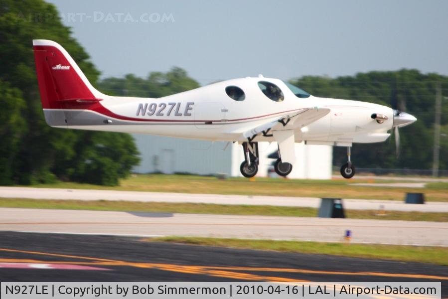 N927LE, 2008 Lancair Evolution C/N EVO-001, Landing on 9 during Sun N Fun 2010 at Lakeland, FL.