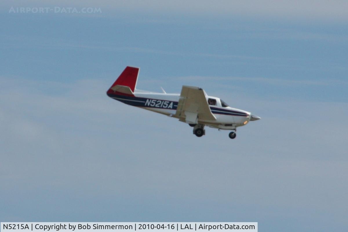 N5215A, Mooney M20J 201 C/N 24-1657, Arriving at Lakeland, FL during Sun N Fun 2010.