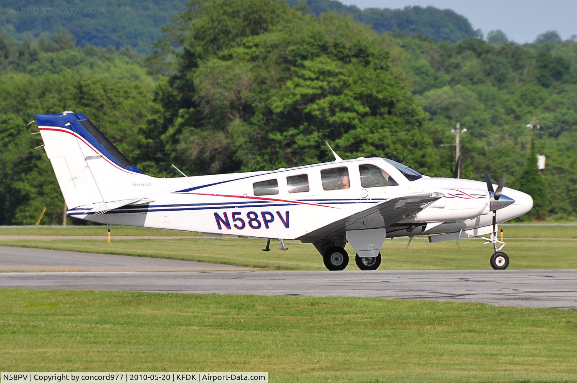 N58PV, 1984 Beech 58P Baron C/N TJ-453, Seen at KFDK on 5/20/2010.