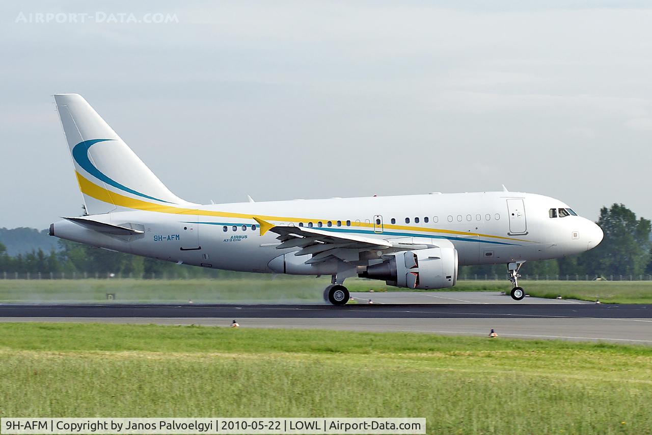 9H-AFM, 2006 Airbus ACJ318 (A318-112/CJ) C/N 2910, Comlux Aviation Malta Airbus A318-112 CJ Elite landing in LOWL/LNZ