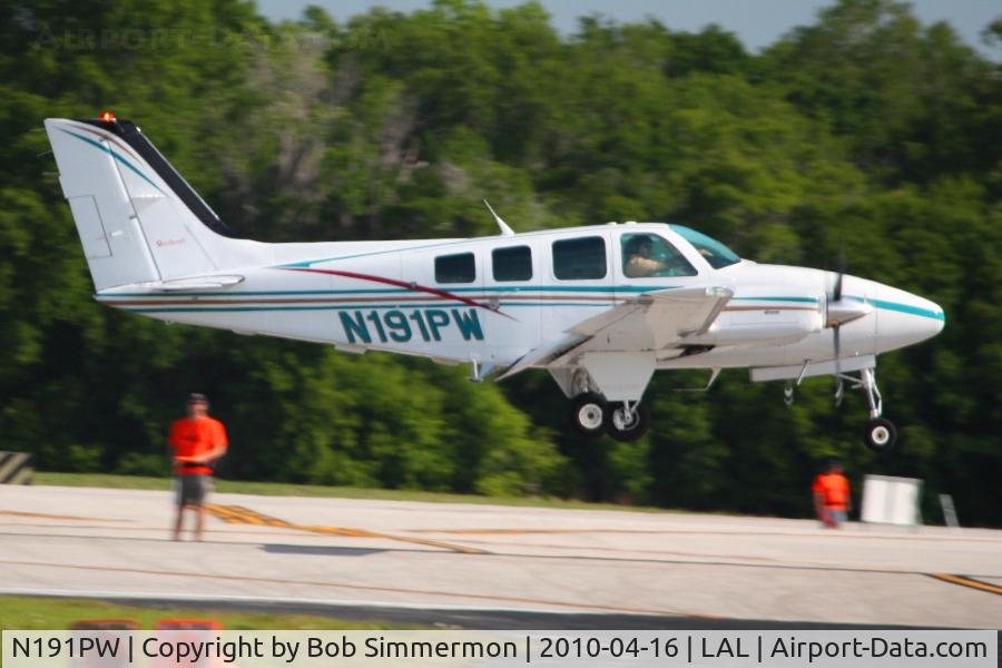 N191PW, 1996 Beech 58 Baron C/N TH-1789, Arriving at Lakeland, FL during Sun N Fun 2010.