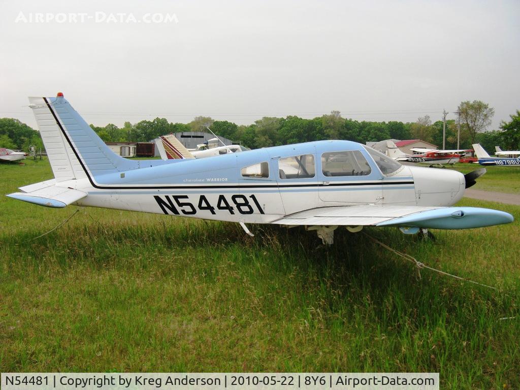N54481, 1973 Piper PA-28-151 C/N 28-7415070, Tied down at 8Y6.