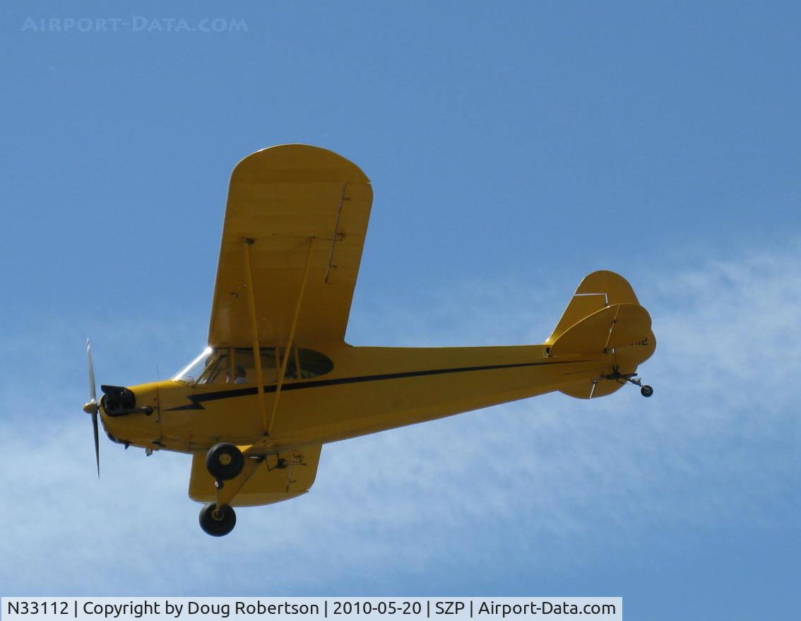N33112, 1940 Piper J3C-65 Cub Cub C/N 5830, 1940 Piper J3C-65 CUB, Continental C90 90 Hp upgrade, on final Rwy 22