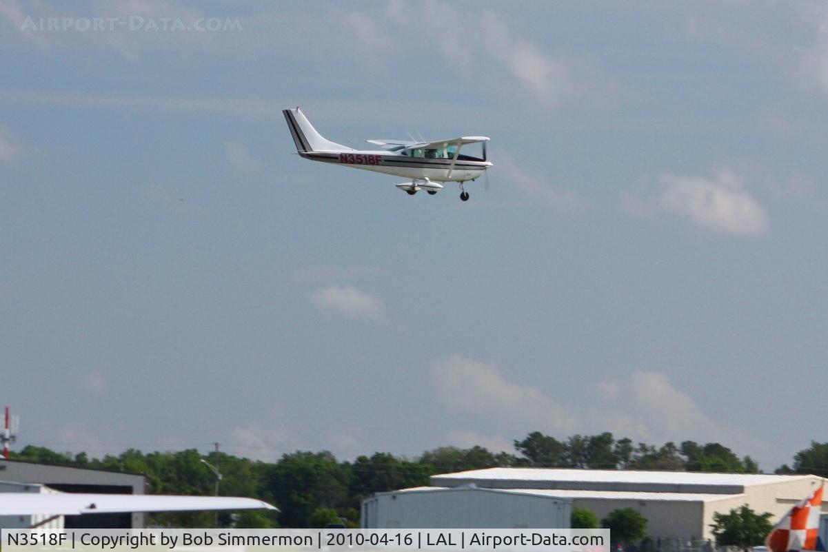 N3518F, 1966 Cessna 182J Skylane C/N 18257518, Arriving at Lakeland, FL during Sun N Fun 2010.