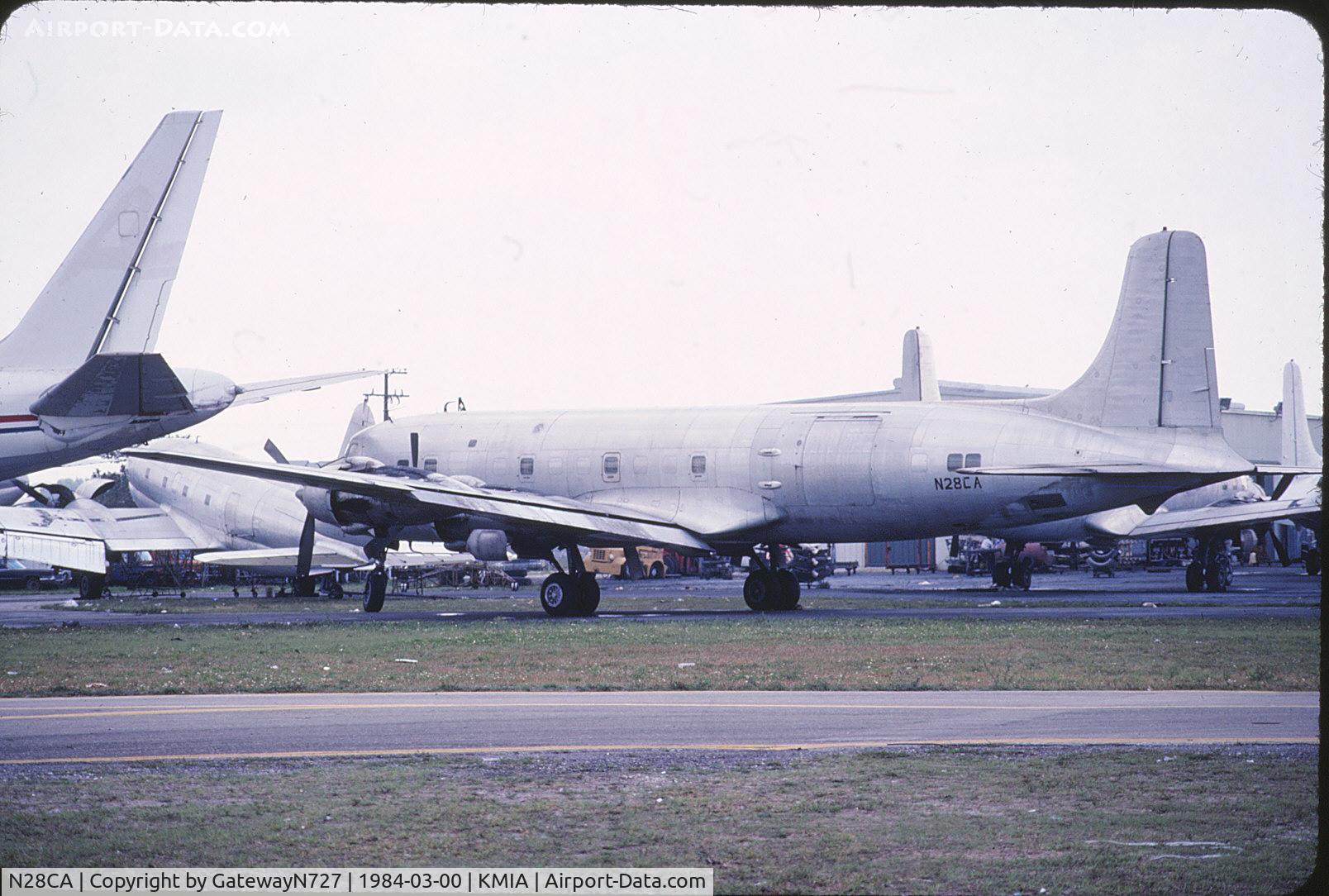 N28CA, 1958 Douglas DC-6B C/N 45321, Resting at Miami's famous Corrosion Corner.