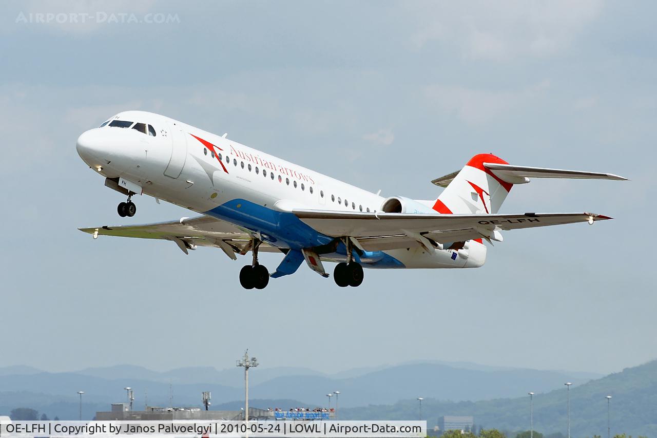 OE-LFH, 1995 Fokker 70 (F-28-0070) C/N 11554, Austrian Arrows Fokker F70 (F28-0070) after take-off in LOWL/LNZ