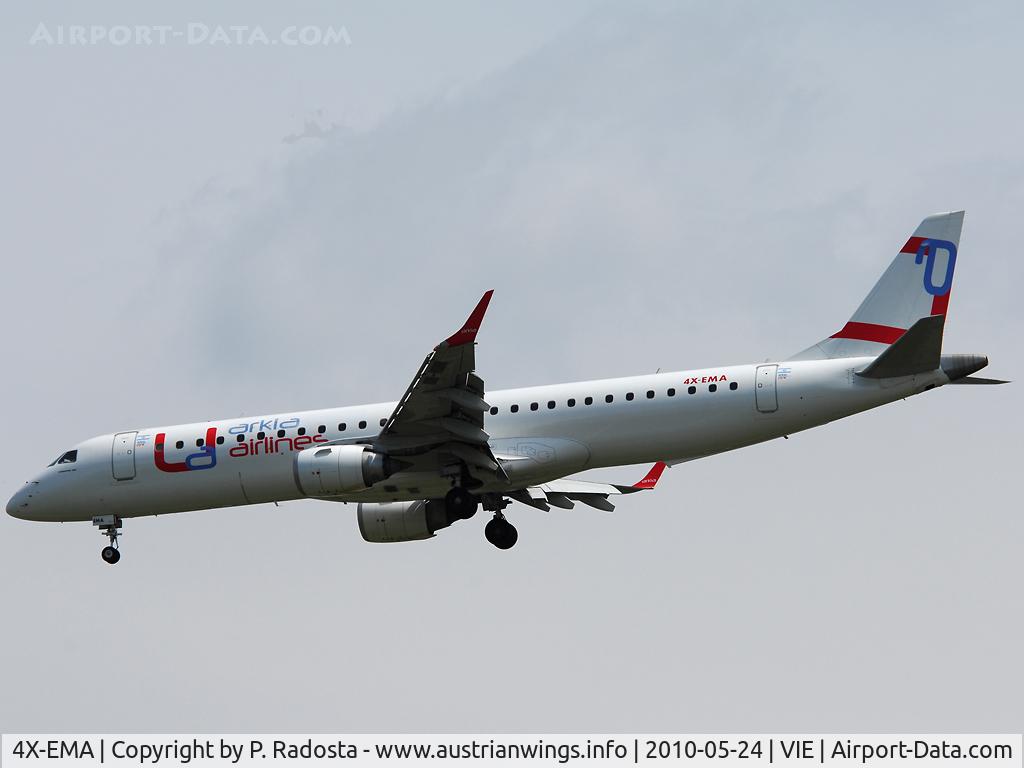 4X-EMA, 2008 Embraer 195LR (ERJ-190-200LR) C/N 19000172, Arriving as flight IZ 423 from TLV