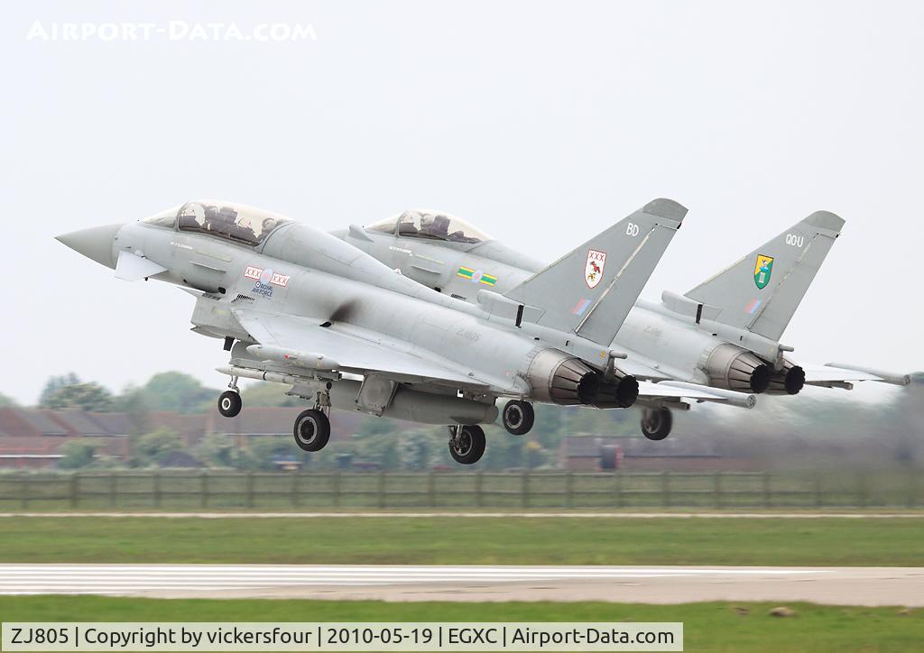 ZJ805, 2004 Eurofighter EF-2000 Typhoon T1 C/N 0019/BT006, Royal Air Force. Operated by 29 (R) Squadron, coded 'BD'.