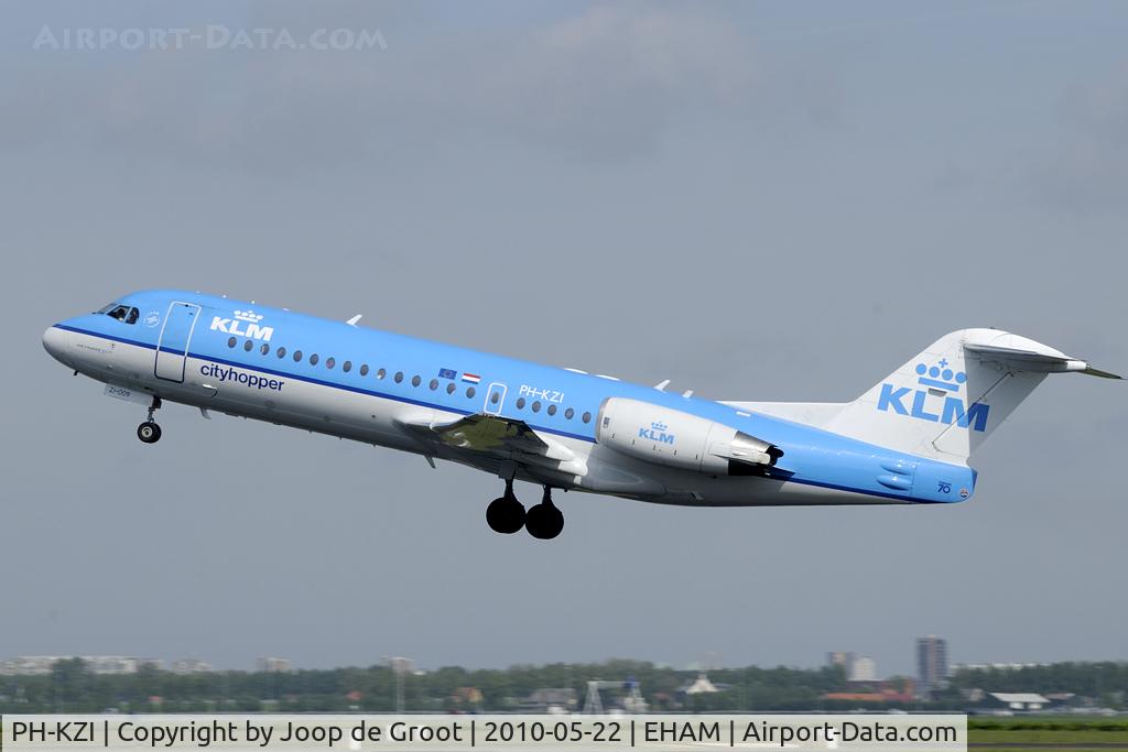 PH-KZI, 1997 Fokker 70 (F-28-0070) C/N 11579, departure Schiphol