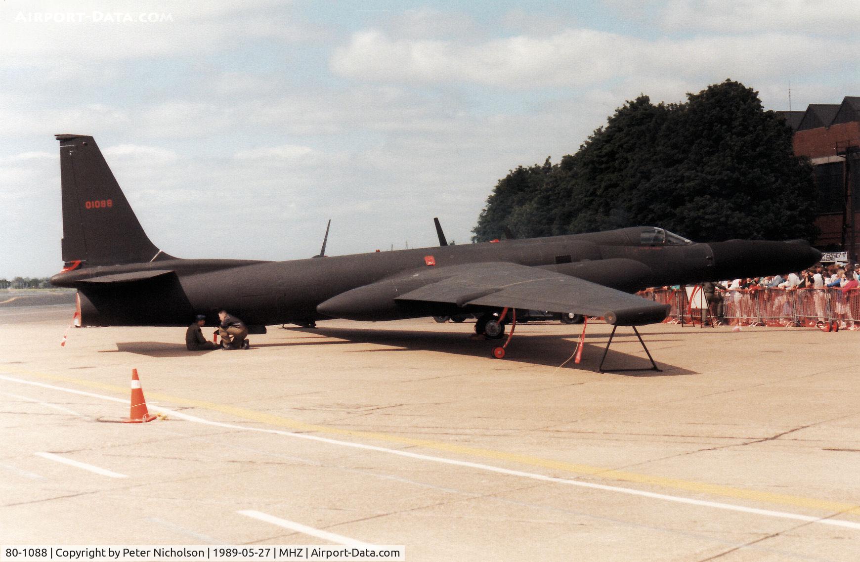 80-1088, 1980 Lockheed TR-1A C/N 088, TR-1A of RAF Alconbury's 95th Reconnaissance Squadron on display at the 1989 RAF Mildenhall Air Fete.