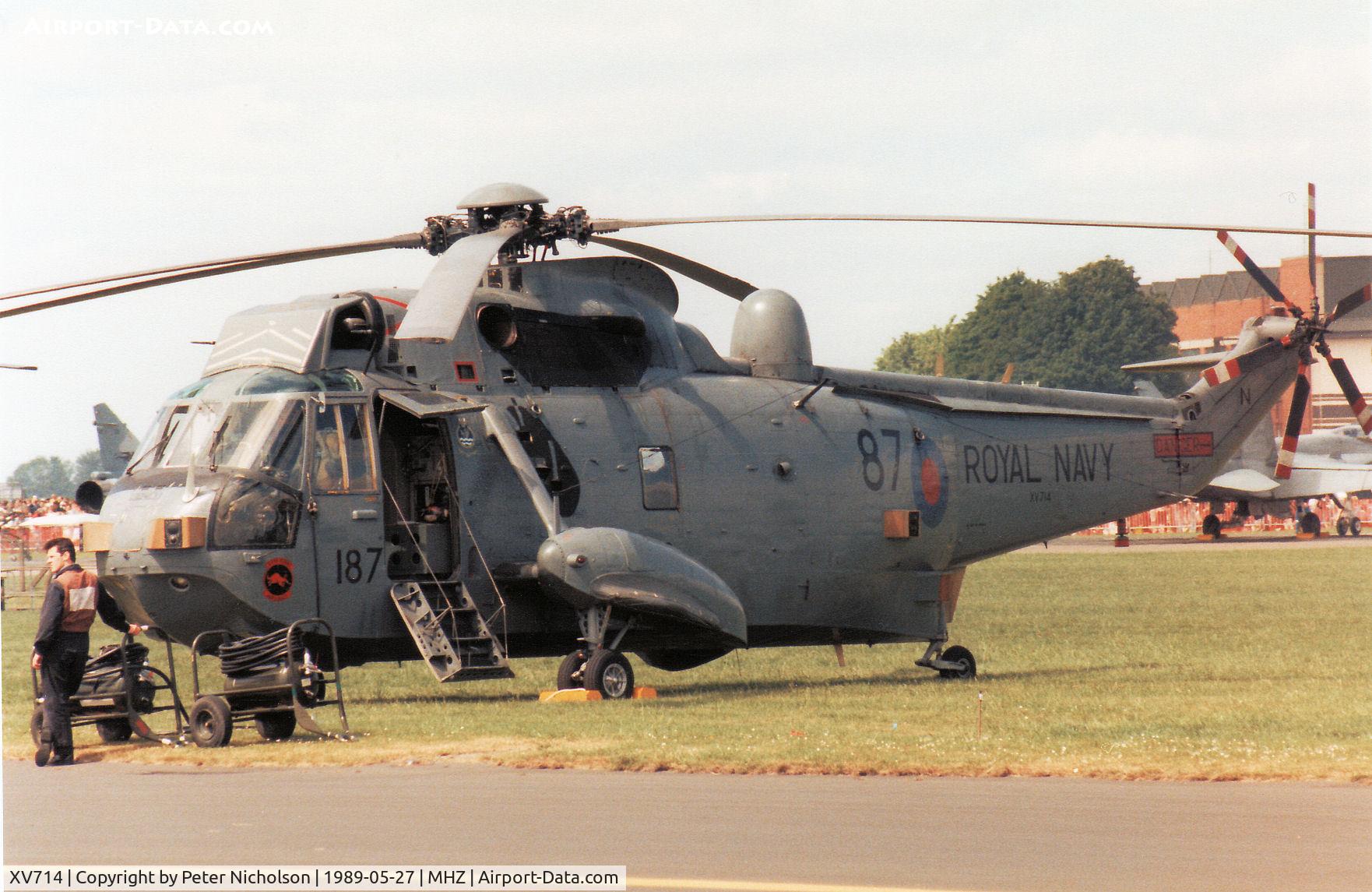 XV714, 1972 Westland Sea King AEW.2A C/N WA685, Sea King AEW.2A of 849 Squadron on display at the 1989 RAF Mildenhall Air Fete.