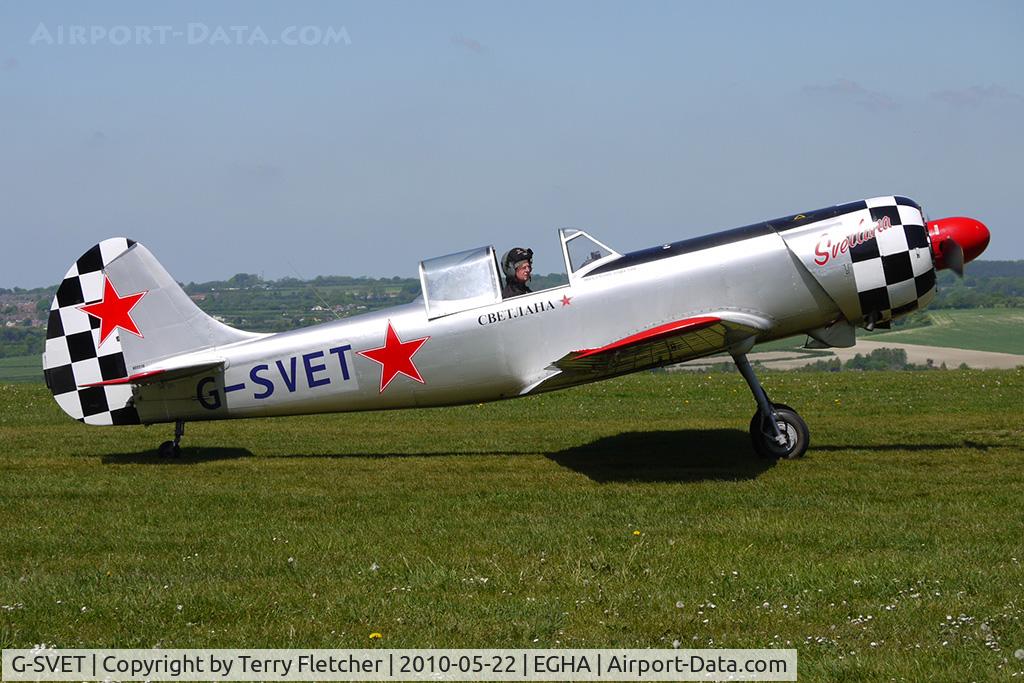 G-SVET, 1982 Yakovlev Yak-50 C/N 822210, 1982 Yakovlev YAK-50 - display aircraft at Compton Abbas on 2010 French Connection Fly-In Day