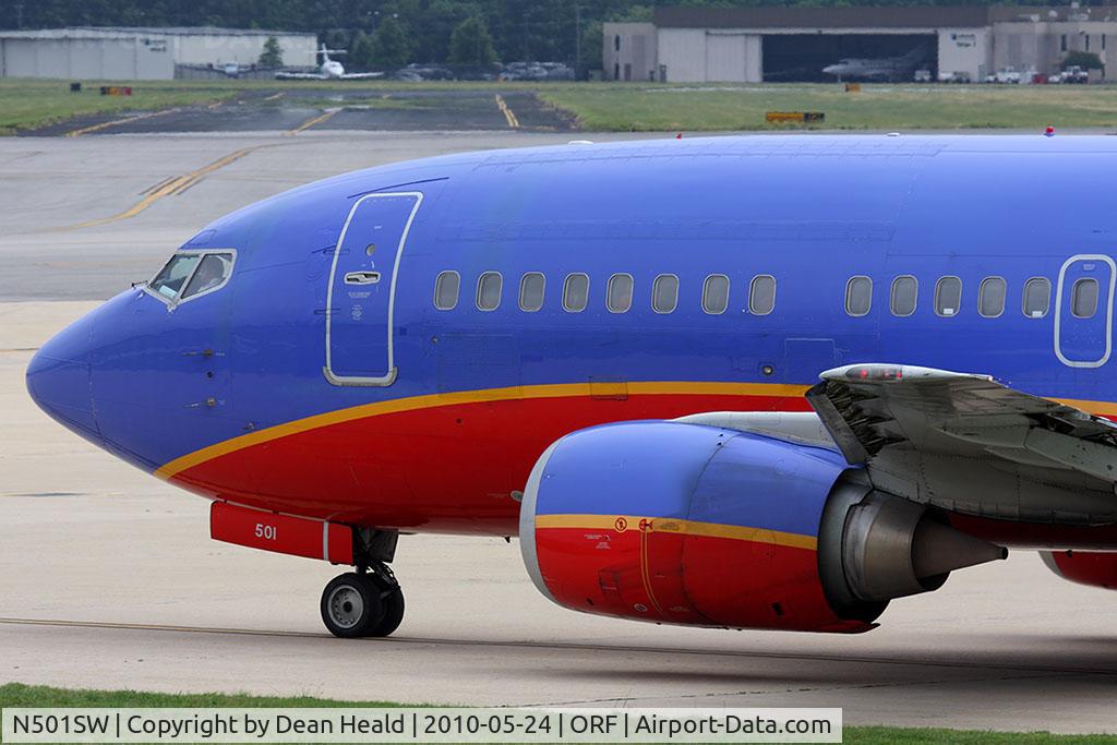 N501SW, 1990 Boeing 737-5H4 C/N 24178, Southwest Airlines N501SW (FLT SWA3937) taxiing from the gate to RWY 5 for departure to Baltimore/Washington Int'l (KBWI). This aircraft was once in the 