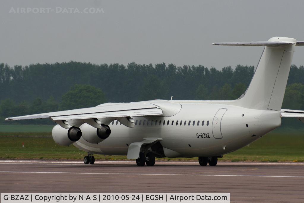 G-BZAZ, 2000 British Aerospace Avro 146-RJ100 C/N E3369, Departing after painting