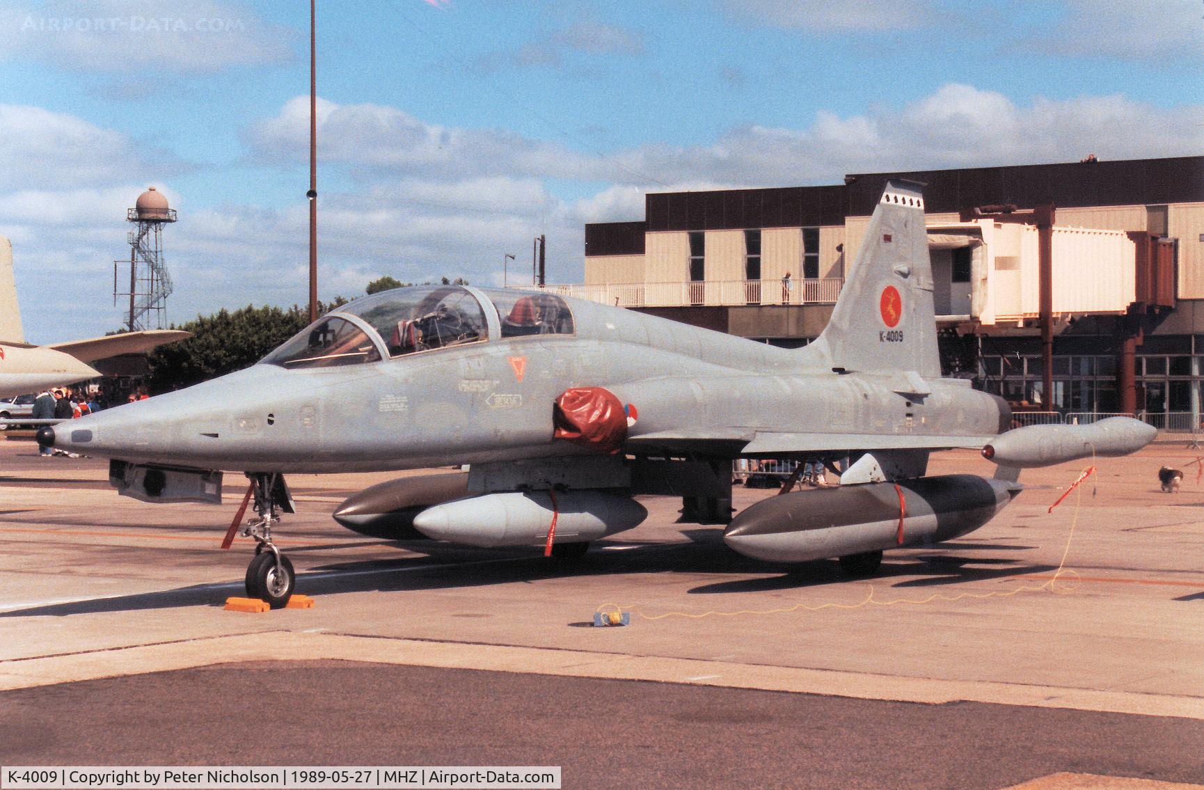 K-4009, 1969 Canadair NF-5B Freedom Fighter C/N 4009, NF-5B of 314 Squadron Royal Netherlands Air Force in the static park at the 1989 RAF Mildenhall Air Fete.