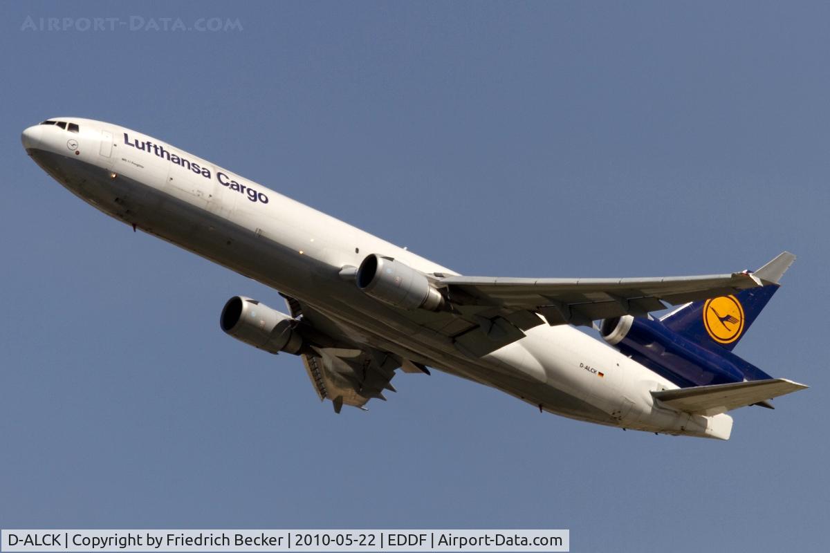 D-ALCK, 2000 McDonnell Douglas MD-11F C/N 48803, departing via RW25R