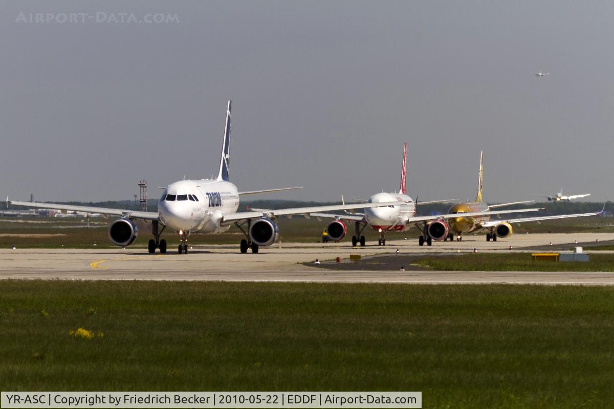 YR-ASC, 2007 Airbus A318-121 C/N 3220, holding point RW18W