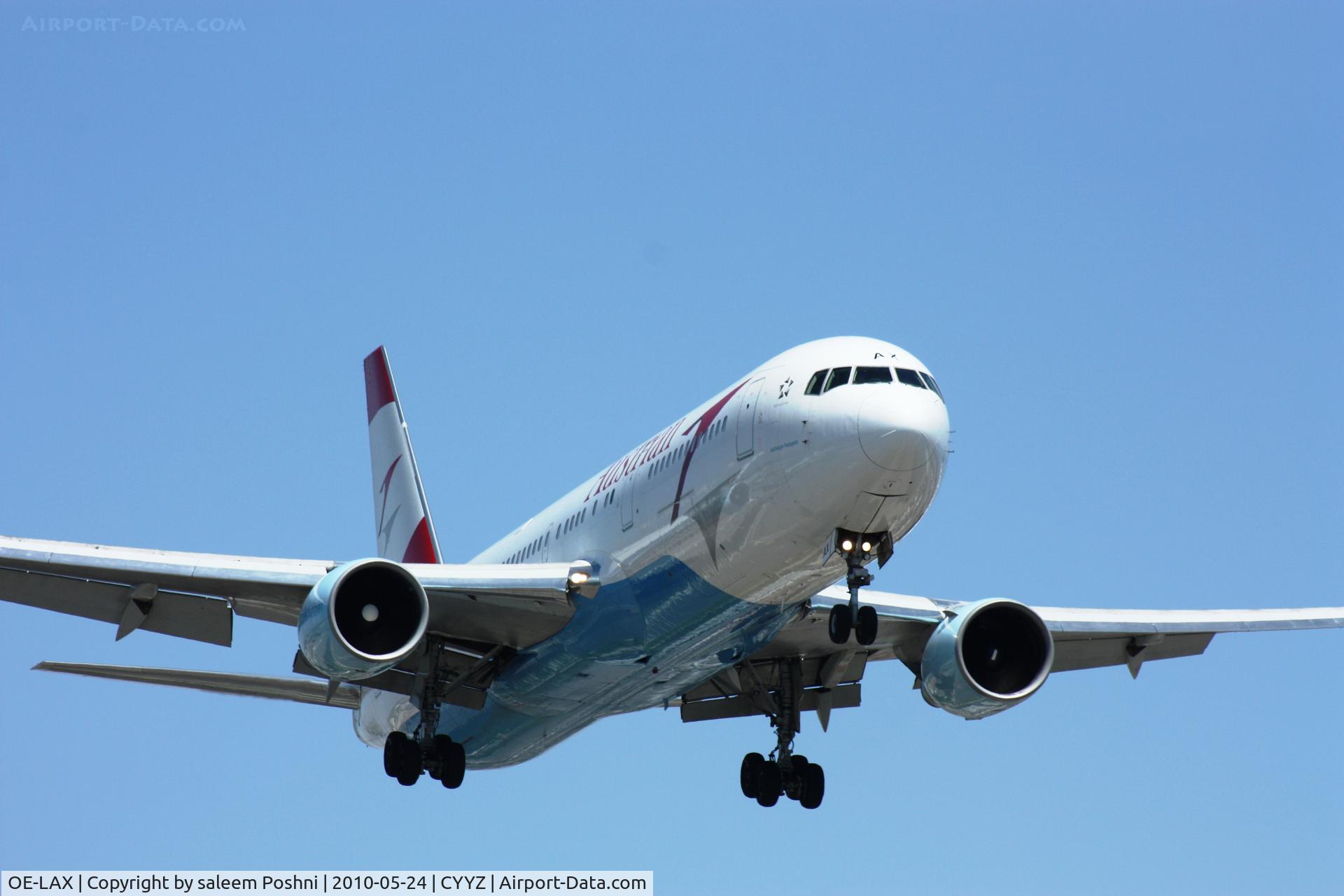 OE-LAX, 1992 Boeing 767-3Z9/ER C/N 27095, Austrian Airlines landing on runway 23