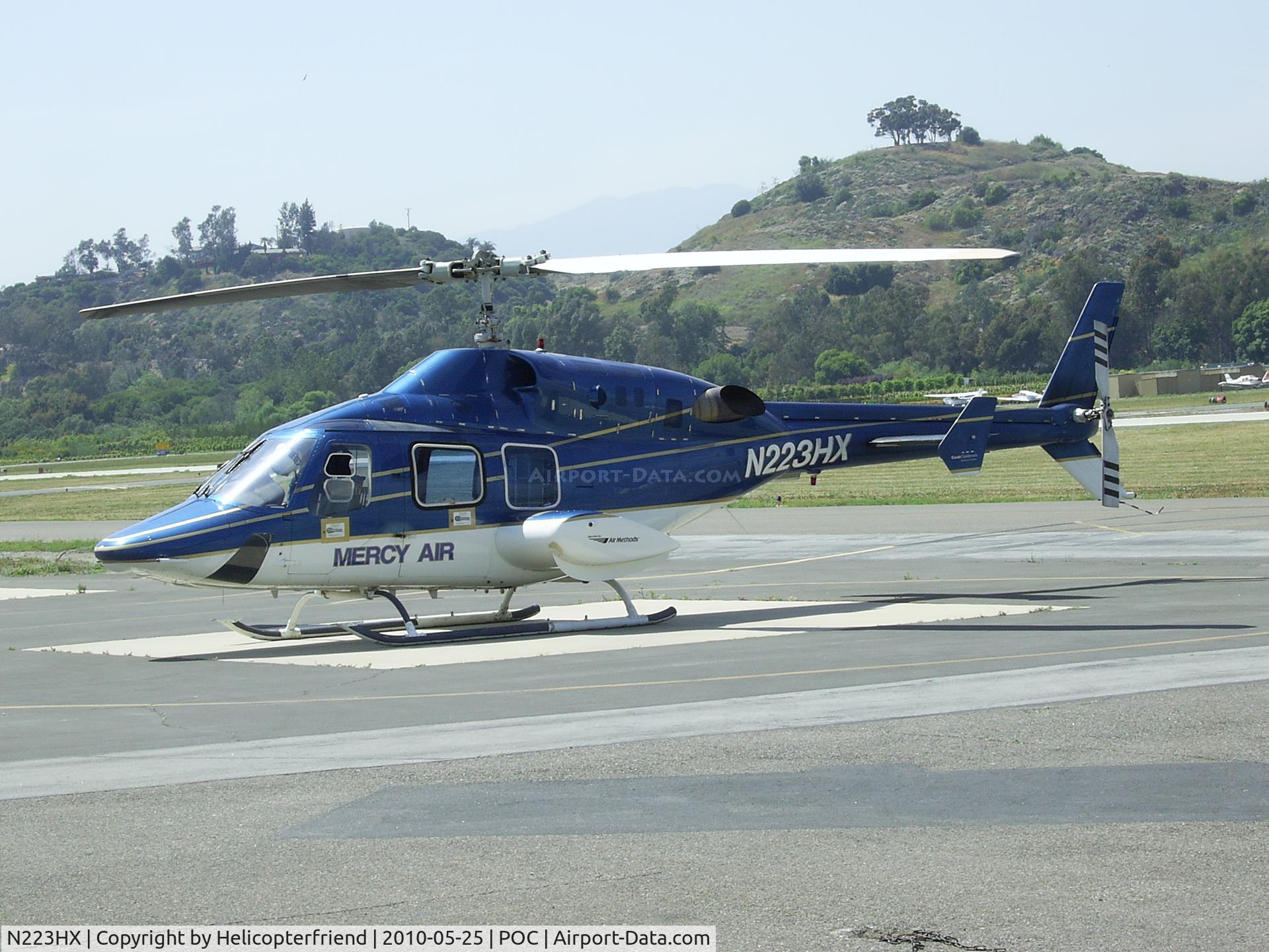 N223HX, 1984 Bell 222U C/N 47511, Parked on westside helipad at Brackett