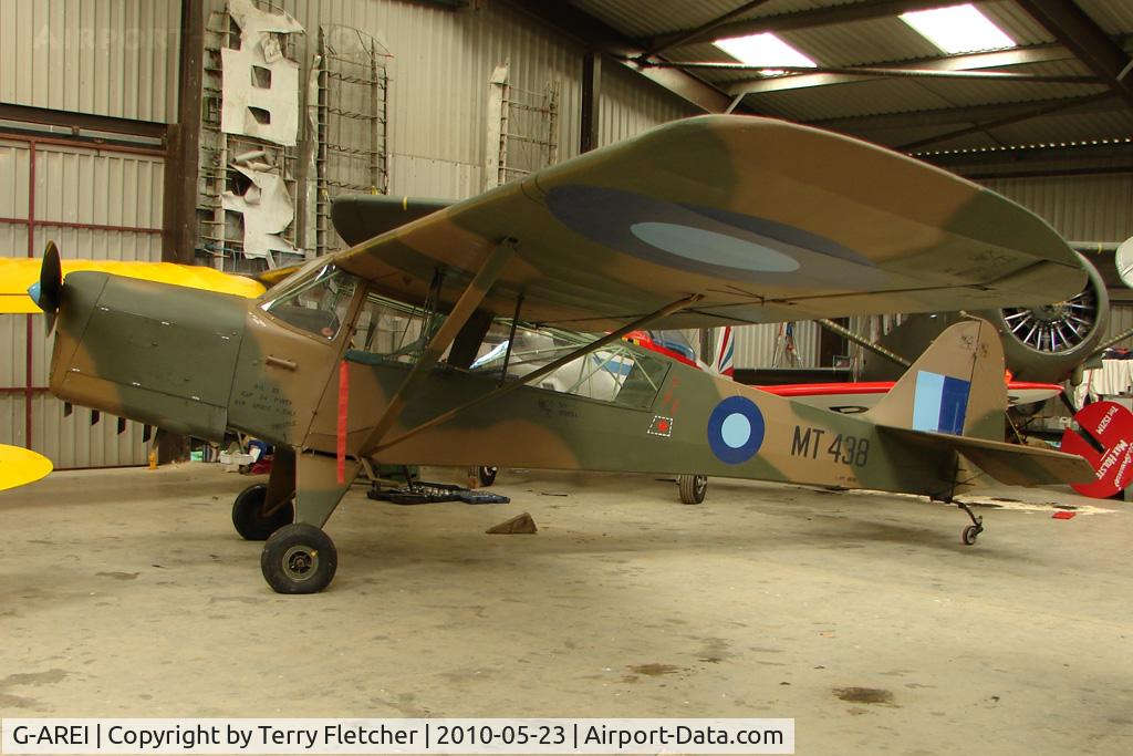 G-AREI, 1943 Taylorcraft E Auster 3 C/N 518, 1943 Auster Aircraft Ltd AUSTER 3 at Eggesford wears Serial MT438