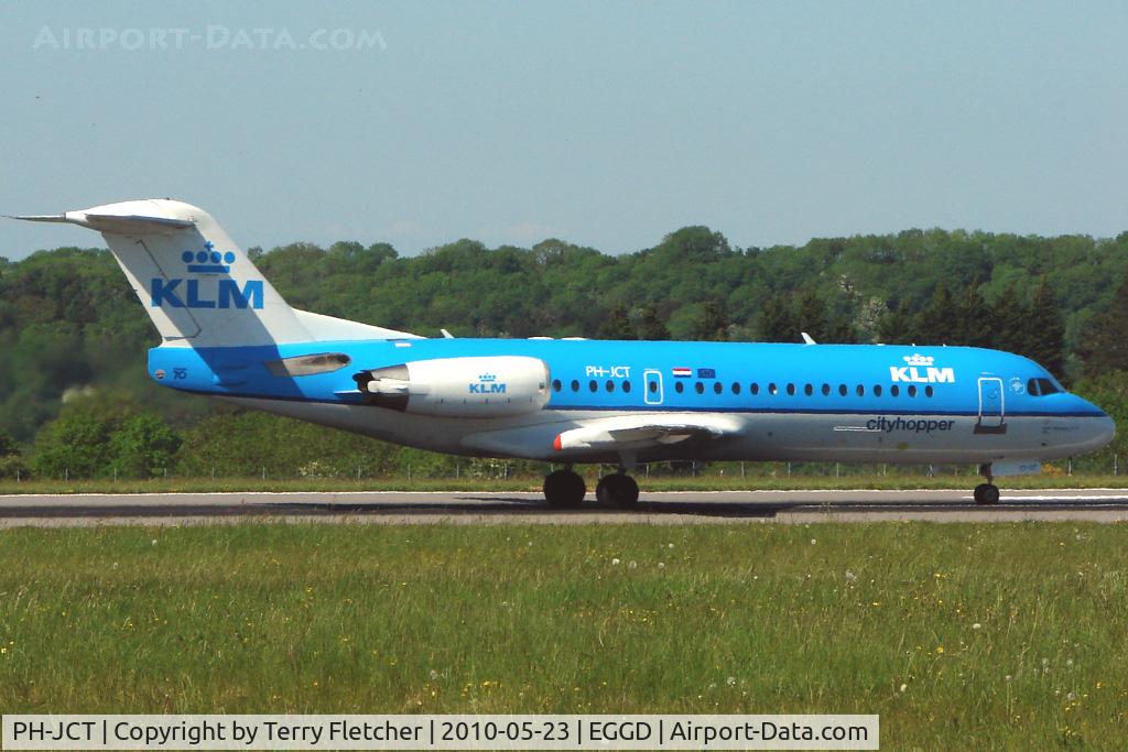 PH-JCT, 1995 Fokker 70 (F-28-0070) C/N 11537, KLM Cityhopper Fokker 70 departs Bristol