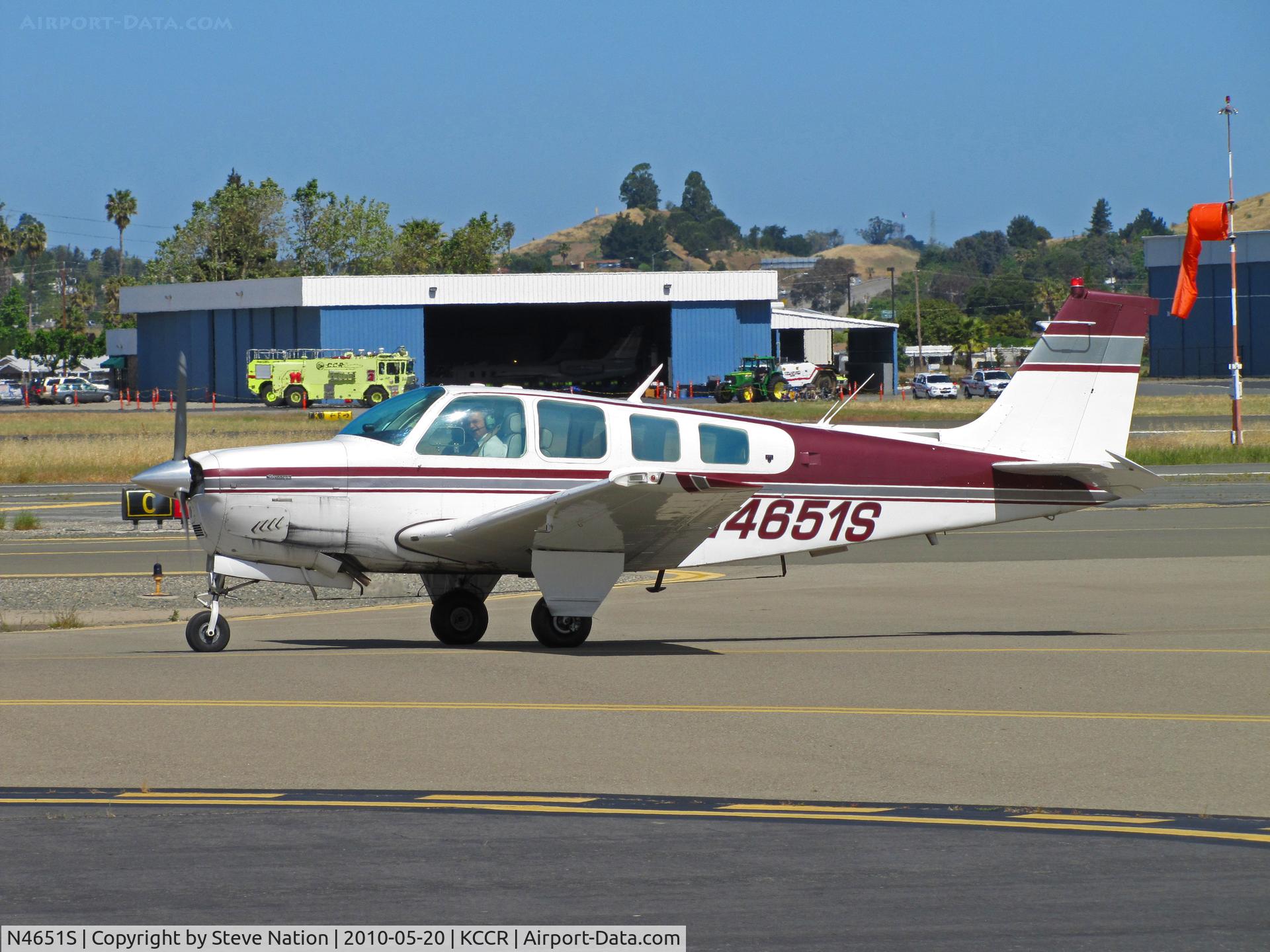 N4651S, 1975 Beech A36 Bonanza 36 C/N E-766, 1975Beech A36 8 arriving from KBKS (Meadows Field, Bakersfield)