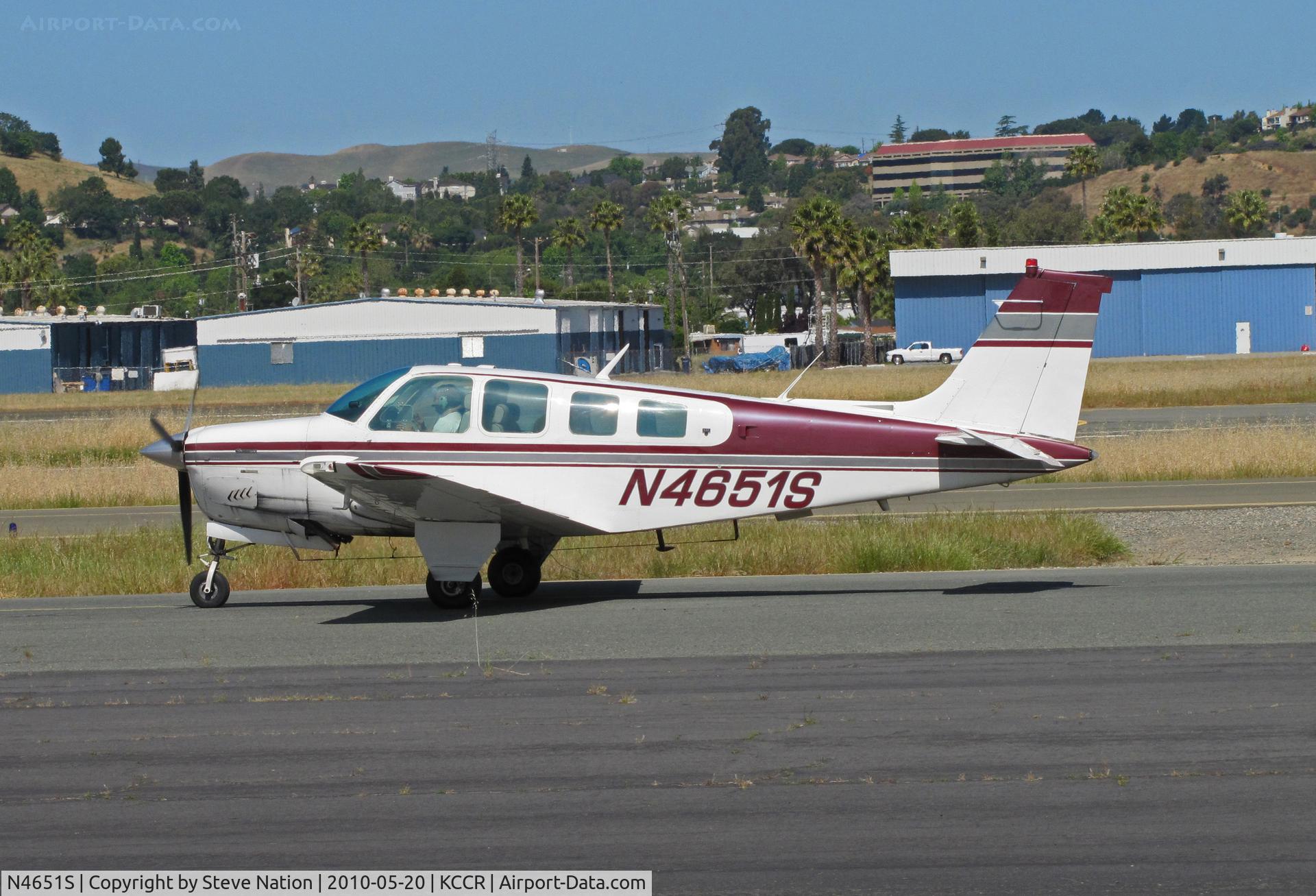 N4651S, 1975 Beech A36 Bonanza 36 C/N E-766, 1975Beech A36 8 arriving from KBKS (Meadows Field, Bakersfield)